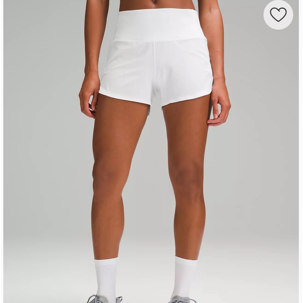White Lululemon Speed Up High-Ride Lined Running Short 4”